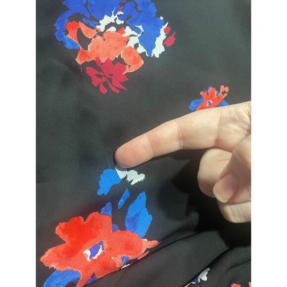 Vince Camuto Blouse Womens Plus Size 1X Tunic Top Floral Cap Sleeve Black Red - Picture 10 of 10